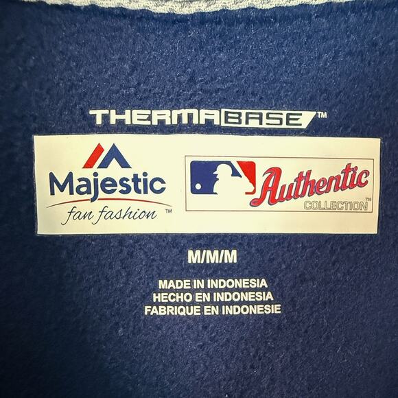 Authentic Majestic ThermaBase Blue 1/4 Zip Pullover Sweatshirt Authentic - Picture 3 of 6